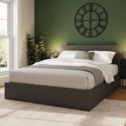 GFW King Size Light Grey End Lift Ottoman Bed with Stitched Headboard