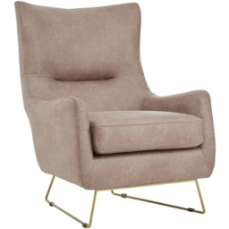 Premier Housewares Henry Light Brown Faux Leather Armchair - thumbnail 2