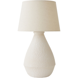 ValueLights Helena Natural Taper Shade Cream Speckled Ceramic Table Lamp
