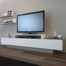 Decorotika Lusi Cordoba and White 2 Door Single Shelf TV Unit with 2 Floating Wall Shelf