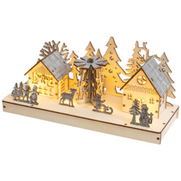 Xmas Haus Light Up Wooden Festive Scene Decoration - thumbnail 3