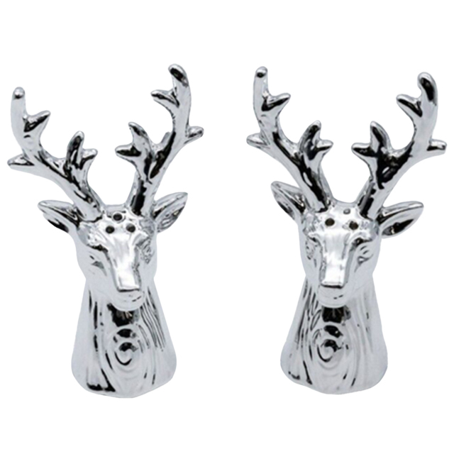 Marco Paul Silver Ceramic Stag Head Salt and Pepper Mill Set - image 1