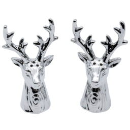 Marco Paul Silver Ceramic Stag Head Salt and Pepper Mill Set - thumbnail 1