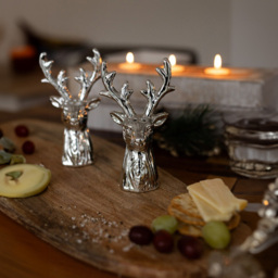 Marco Paul Silver Ceramic Stag Head Salt and Pepper Mill Set - thumbnail 3