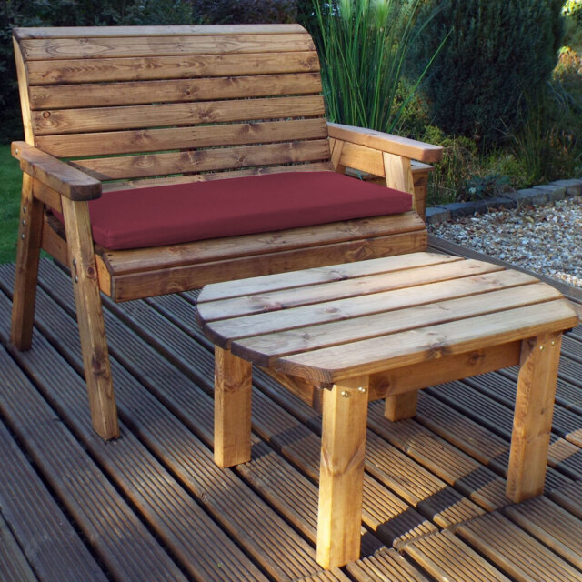 Charles Taylor 2 Seater Deluxe Bench Set with Red Cushions - image 1