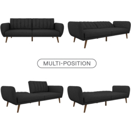 Novogratz Brittany 3 Seater Dark Grey Linen Sectional Sofa Bed - thumbnail 4