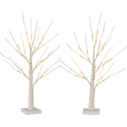 Neo Battery Operated 2 Piece Warm White LED Light Up Twig Tree Christmas Decoration Set 60cm - thumbnail 1