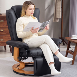 Portland Black PU Leather Reclining Armchair with Footrest - thumbnail 3