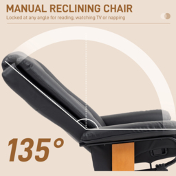 Portland Black PU Leather Reclining Armchair with Footrest - thumbnail 4