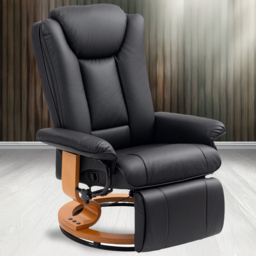 Portland Black PU Leather Reclining Armchair with Footrest