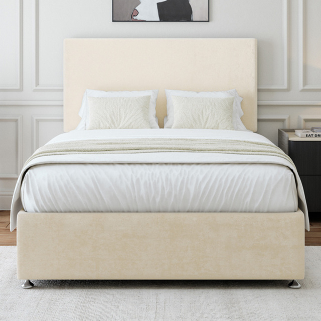 Bedmaster Small Double Cream Naples Linen Divan Base with Valencia Headboard - image 1