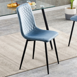 Lexi Light Blue Velvet Fabric Dining Chair Set of 4