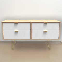 Crowndale 4 Drawer White Matt and Bardolino Oak Chest of Drawers Ready Assembled