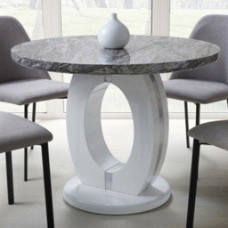 Neptune 4 Seater Round Dining Table Marble Effect - thumbnail 1