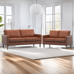 Bexhill Tan Faux Leather 5 Seater Sofa Suite
