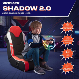 X Rocker Shadow 2.0 Red Floor Rocker Gaming Chair with Headrest-Mounted Speaker System - thumbnail 2