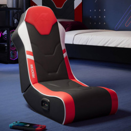 X Rocker Shadow 2.0 Red Floor Rocker Gaming Chair with Headrest-Mounted Speaker System