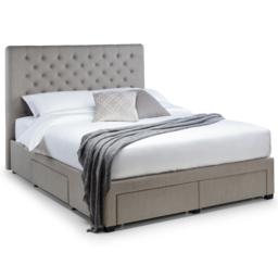 Julian Bowen Wilton Double Deep Button Grey Linen Bed Frame with Underbed Drawers - thumbnail 2