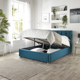Catherine Lansfield Utopia Double Emerald Velvet Ottoman Wing Bed - thumbnail 3
