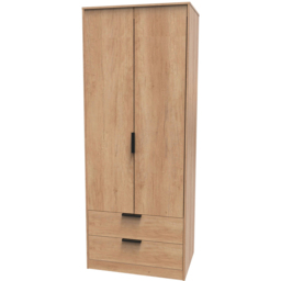 Crowndale Hong Kong 2 Door 2 Drawer Nebraska Oak Tall Wardrobe Ready Assembled - thumbnail 2