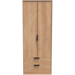 Crowndale Hong Kong 2 Door 2 Drawer Nebraska Oak Tall Wardrobe Ready Assembled - thumbnail 3