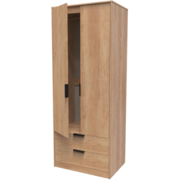 Crowndale Hong Kong 2 Door 2 Drawer Nebraska Oak Tall Wardrobe Ready Assembled - thumbnail 4