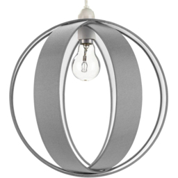 Happy Homewares Grey Faux Silk Cocoon Globe Ceiling Pendant Shade