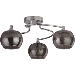 Lighting Collection 3 Light Chrome with Smoked Glass Shades Ceiling Light