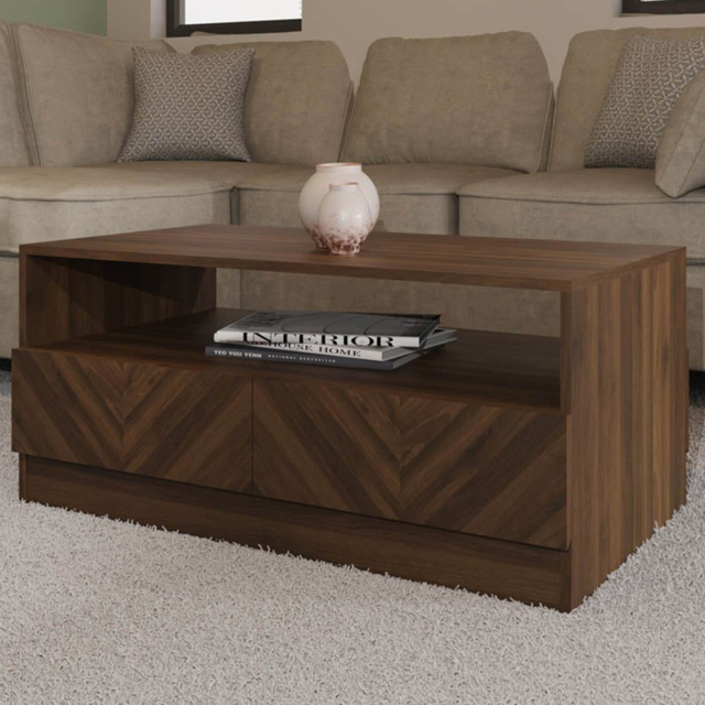 GFW Catania Royal Walnut 2 Drawer Single Shelf Coffee Table - image 1
