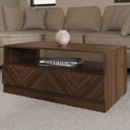 GFW Catania Royal Walnut 2 Drawer Single Shelf Coffee Table - thumbnail 1