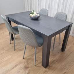 Kosy Koala 4 Seater Faux Leather Gem Pattern Dining Set Charcoal and Grey - thumbnail 1