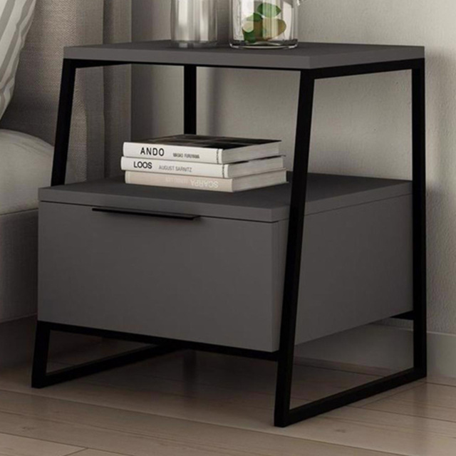 FWStyle Pal Anthracite Single Door Single Shelf Bedside Table