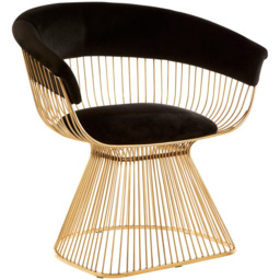Premier Housewares Vogue Black Velvet Accent Chair with Gold Finish Frame - thumbnail 2