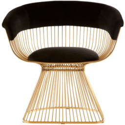 Premier Housewares Vogue Black Velvet Accent Chair with Gold Finish Frame - thumbnail 4