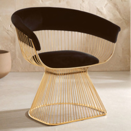Premier Housewares Vogue Black Velvet Accent Chair with Gold Finish Frame - thumbnail 1