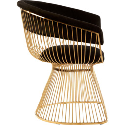 Premier Housewares Vogue Black Velvet Accent Chair with Gold Finish Frame - thumbnail 3