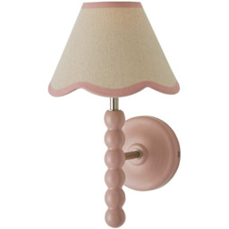 ValueLights Pink Bobbin Wall Light with Trim Scallop Shade and Bulb
