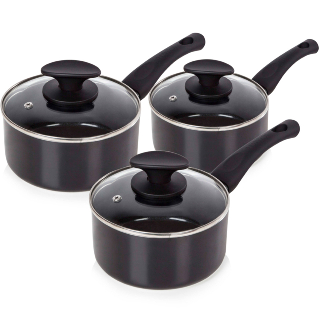 Tower 3 Piece Black Ceramic Pan Set - image 1