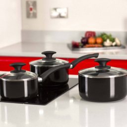 Tower 3 Piece Black Ceramic Pan Set - thumbnail 2