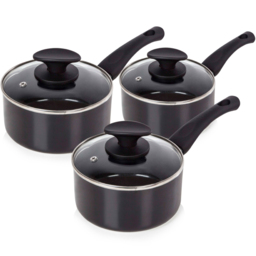 Tower 3 Piece Black Ceramic Pan Set - thumbnail 1