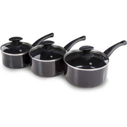 Tower 3 Piece Black Ceramic Pan Set - thumbnail 3