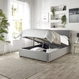 Catherine Lansfield Soho King Size Grey Twill Ottoman Wing Bed - thumbnail 3