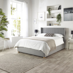 Catherine Lansfield Soho King Size Grey Twill Ottoman Wing Bed - thumbnail 4