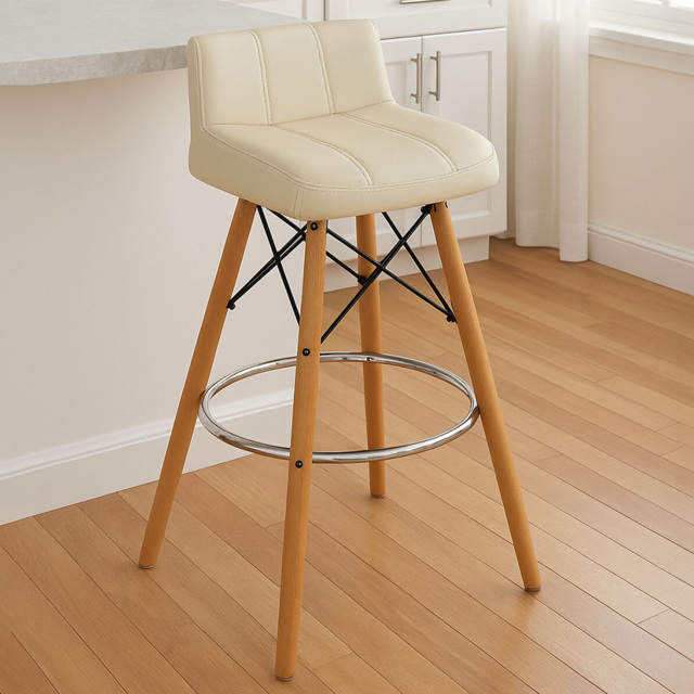 Premier Housewares Stockholm White Leather Effect Bar Stool - image 1
