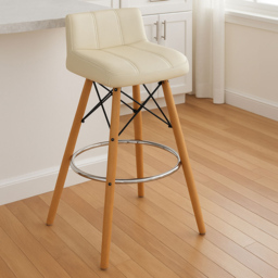 Premier Housewares Stockholm White Leather Effect Bar Stool - thumbnail 3