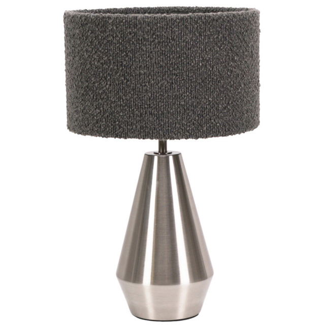 ValueLights Jax Reni Charcoal Grey and Chrome Drum Shade Touch LED Table Lamp - image 1