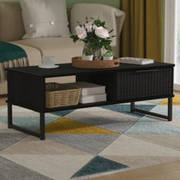 Crowndale Fluted Single Drawer Black Ash Coffee Table Ready Assembled