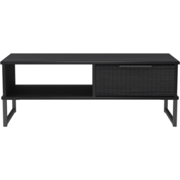 Crowndale Fluted Single Drawer Black Ash Coffee Table Ready Assembled - thumbnail 2