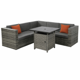 Outdoor Living Ascot Grey 5 Seater Rattan Fire Pit Garden Set - thumbnail 2