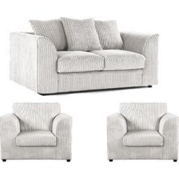 Luxor 4 Seater Silver Jumbo Cord Sofa Set with Scatter Back - thumbnail 2